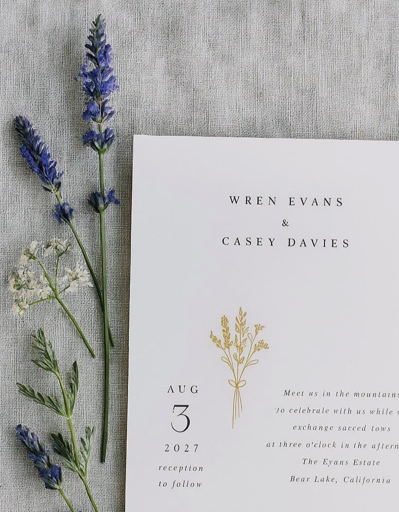 Wildflower Wedding Invitation Template: Minimalist Mountain Ceremony (Digital)