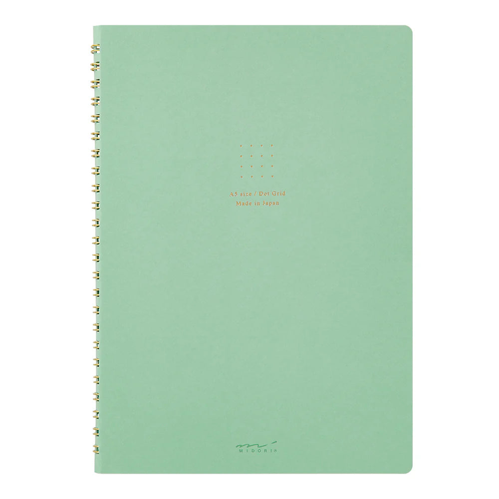 Green Midori Soft Color Ring Notebook, A5, Dot Grid