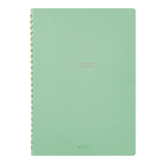 Green Midori Soft Color Ring Notebook, A5, Dot Grid