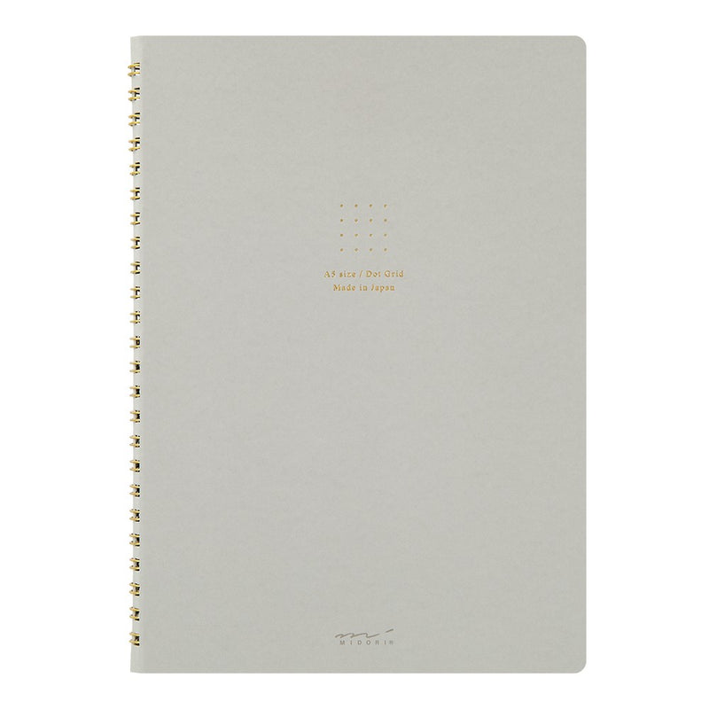 Midori Soft Color Ring Notebook, A5, Dot Grid, Gray
