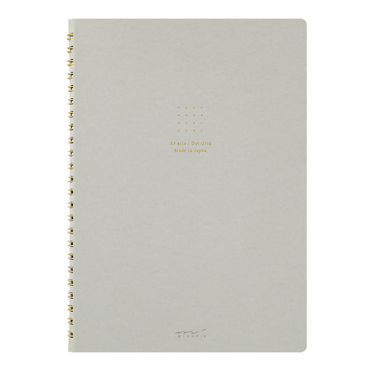Midori Soft Color Ring Notebook, A5, Dot Grid, Gray