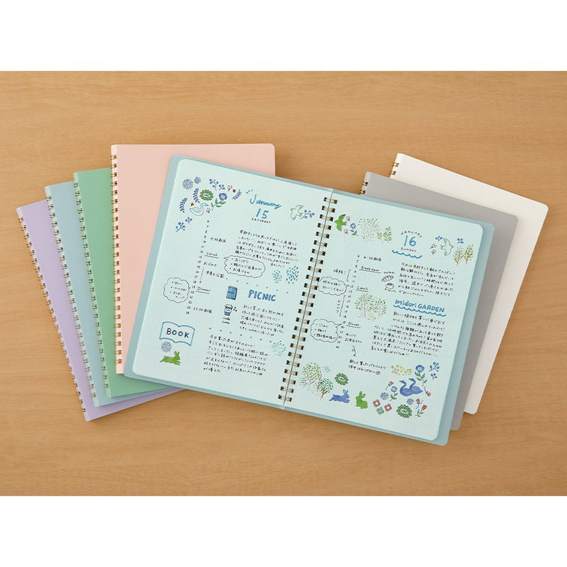 Midori Soft Color Ring Notebook, A5, Dot Grid, Gray