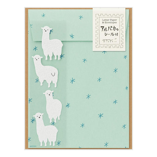 Midori Alpaca Letter Set with Envelopes and Fuzzy Stickers
