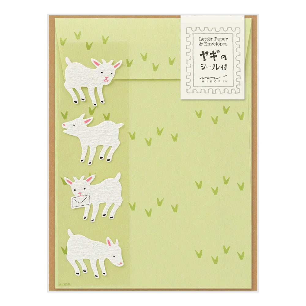 Midori Goat Letter Set with Envelopes and Fuzzy Stickers