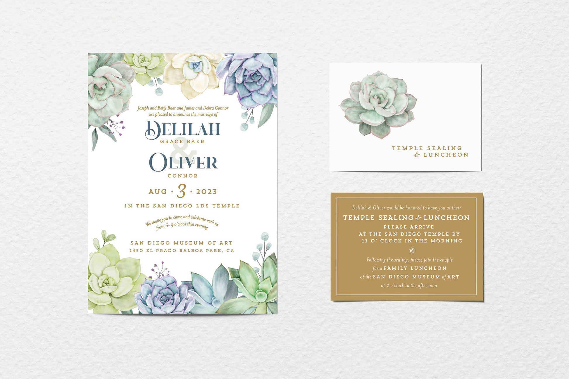 Boho Succulent Wedding Invitation Template (Printable Download)