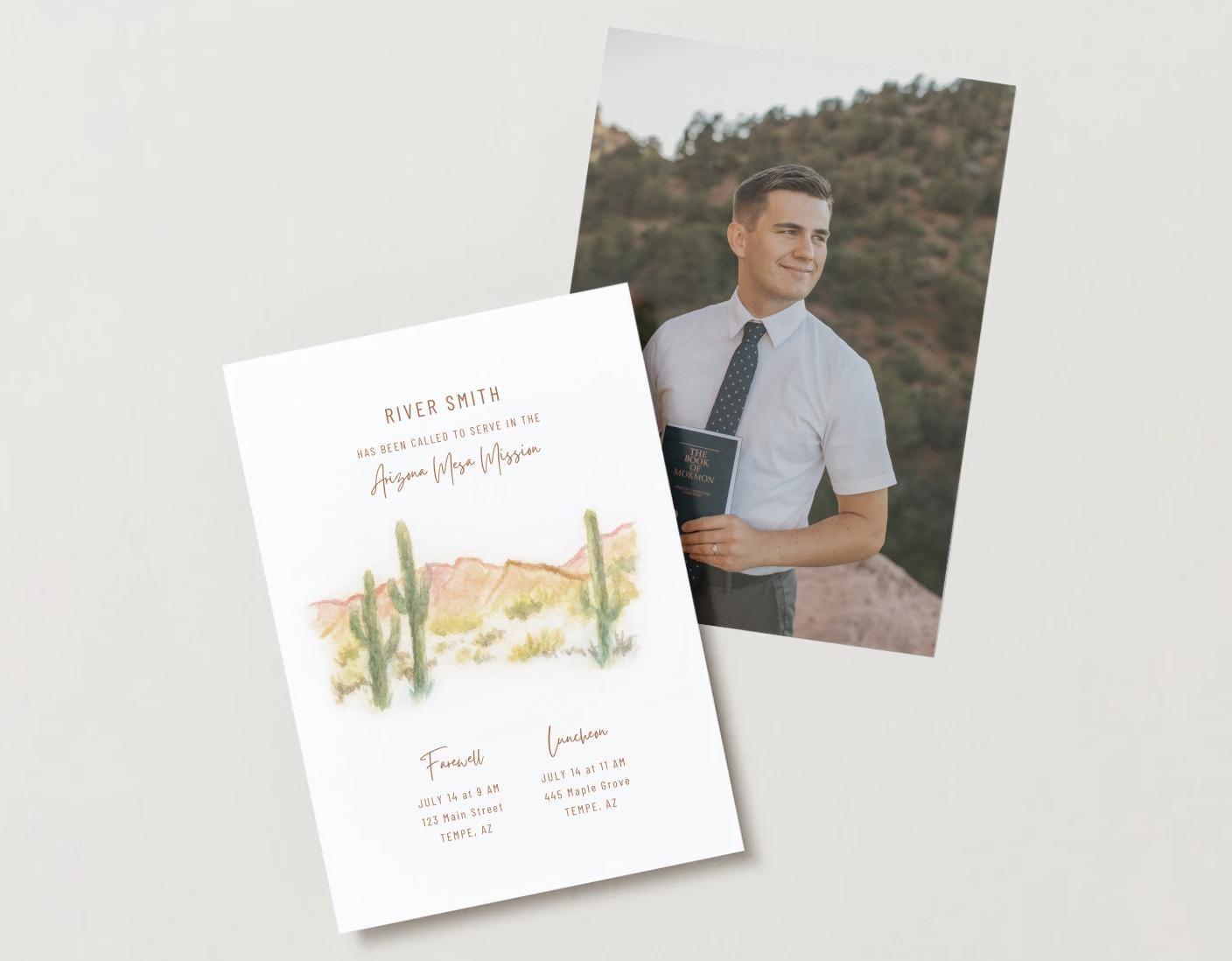 Cactus Farewell Luncheon Invitation: LDS Missionary Announcement (Canva Template)