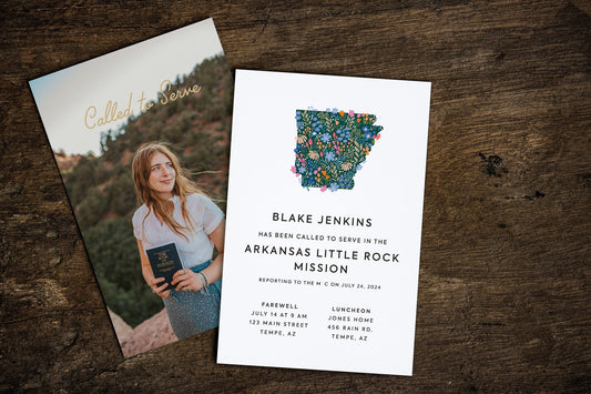 Floral Arkansas Mission Farewell Invitation (Canva Template)