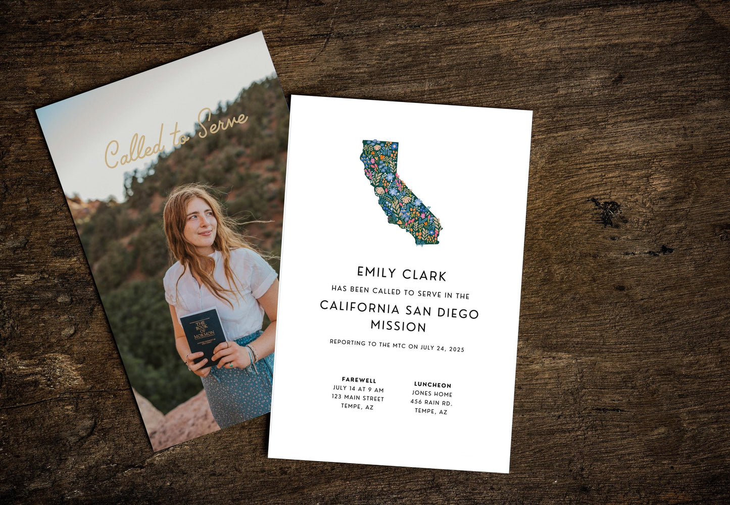 Floral California Missionary Farewell Invitation: LDS Luncheon (Printable or Digital)
