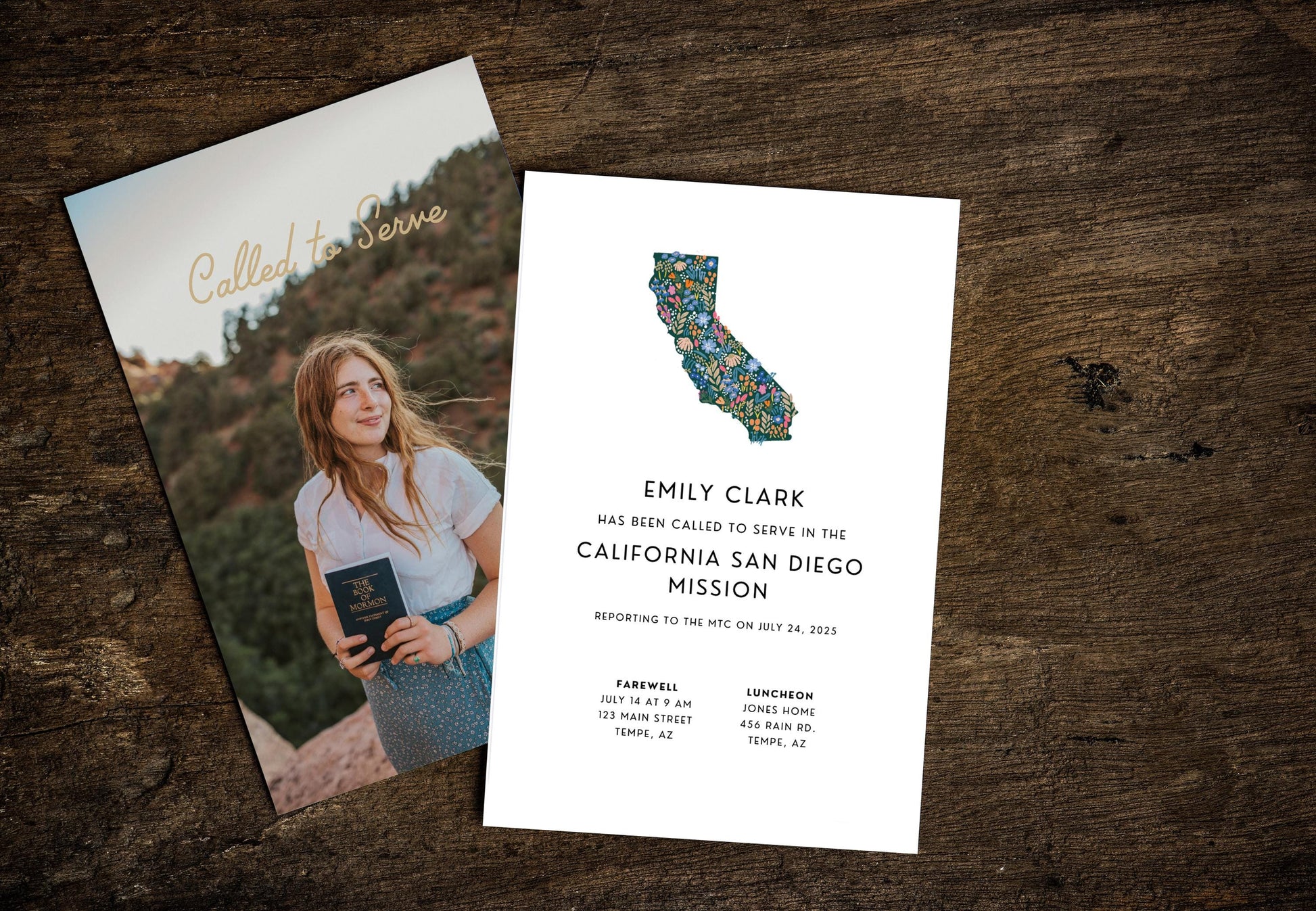 Floral California Missionary Farewell Invitation: LDS Luncheon (Printable or Digital)
