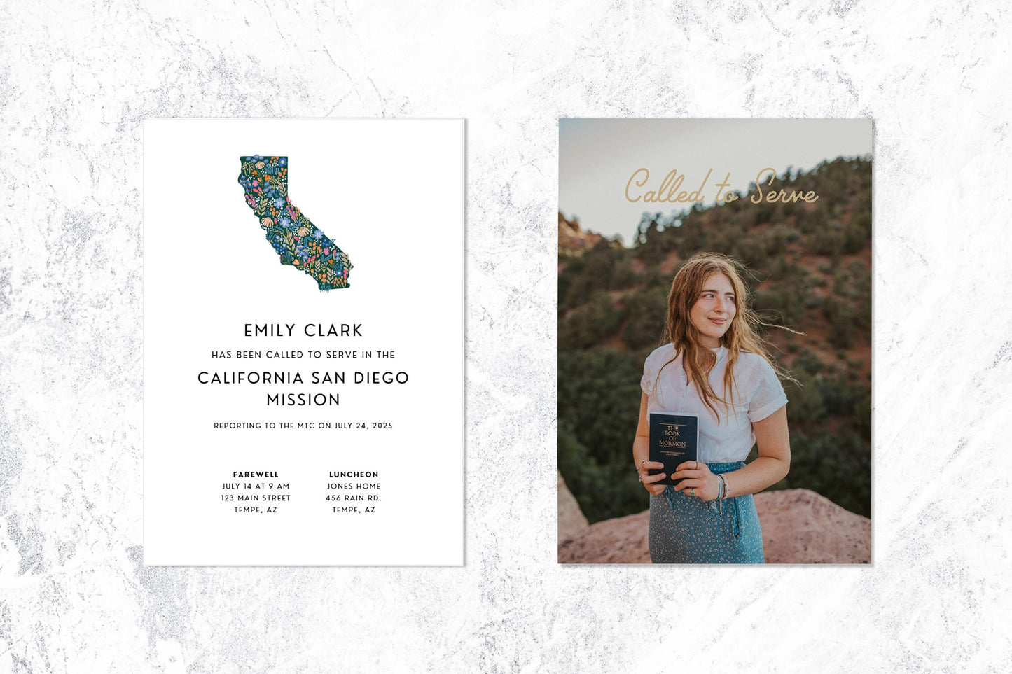 Floral California Missionary Farewell Invitation: LDS Luncheon (Printable or Digital)