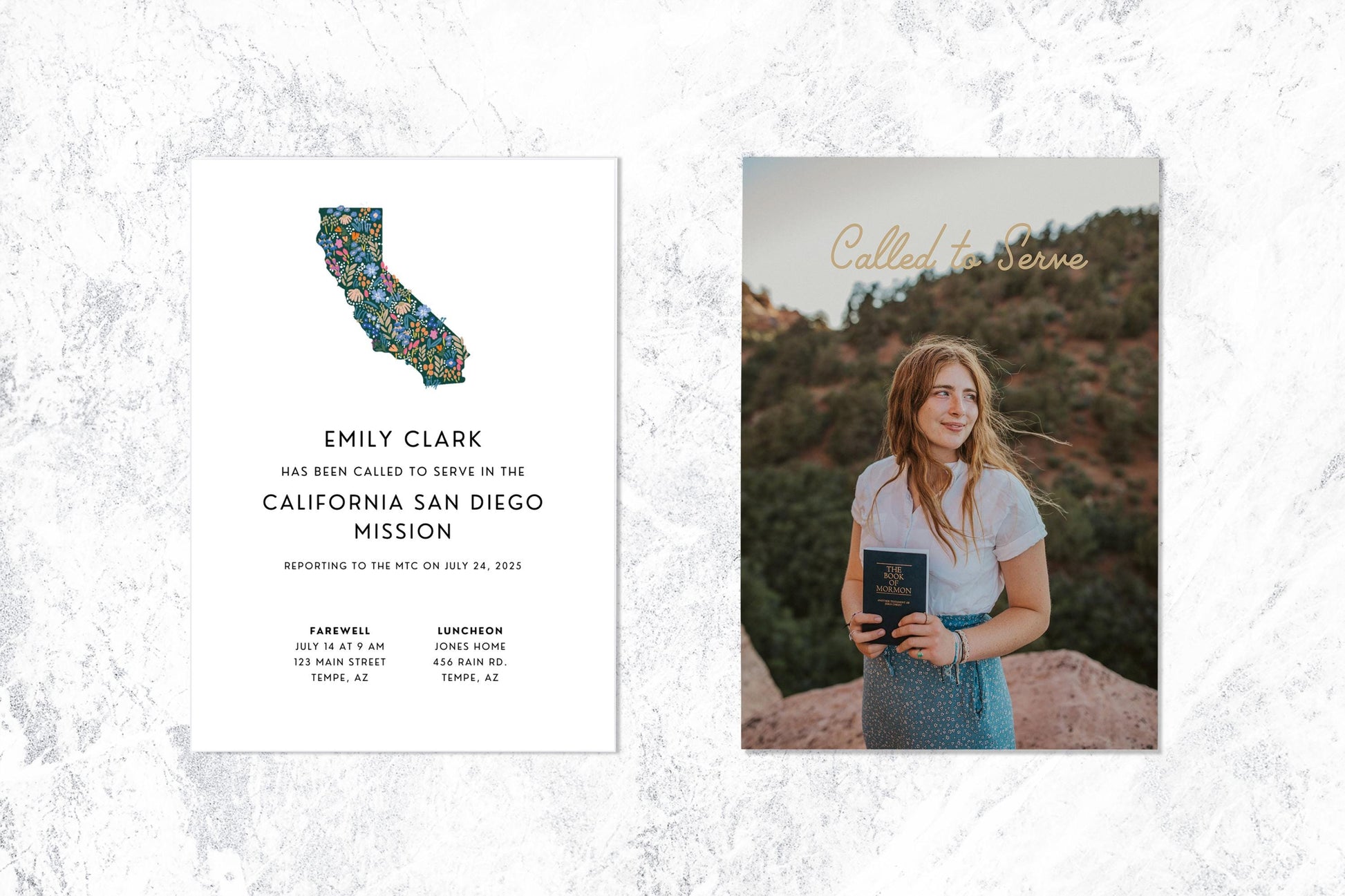 Floral California Missionary Farewell Invitation: LDS Luncheon (Printable or Digital)