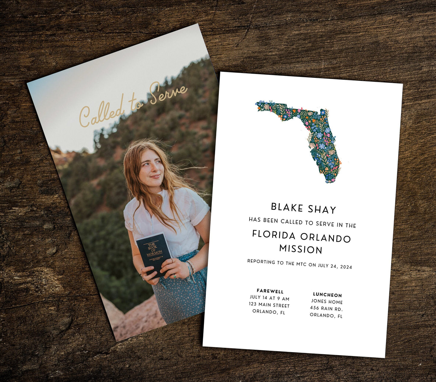Floral Florida LDS Missionary Farewell Invitation (Canva Template)