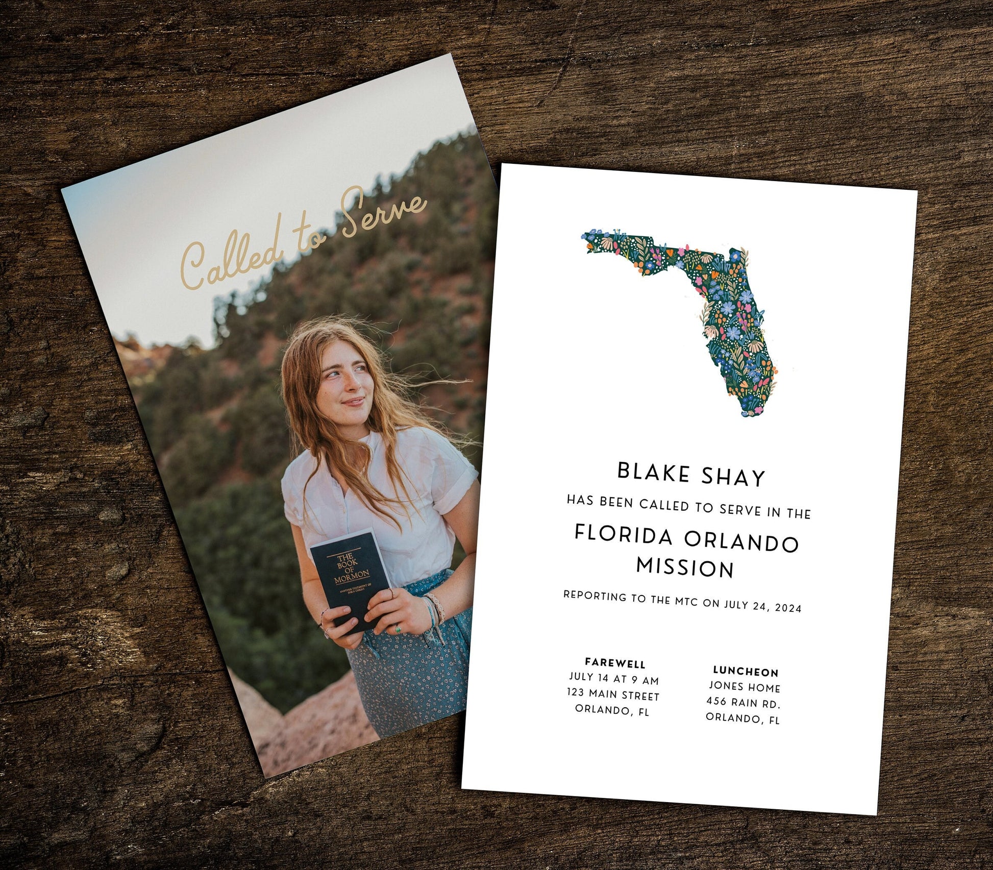 Floral Florida LDS Missionary Farewell Invitation (Canva Template)