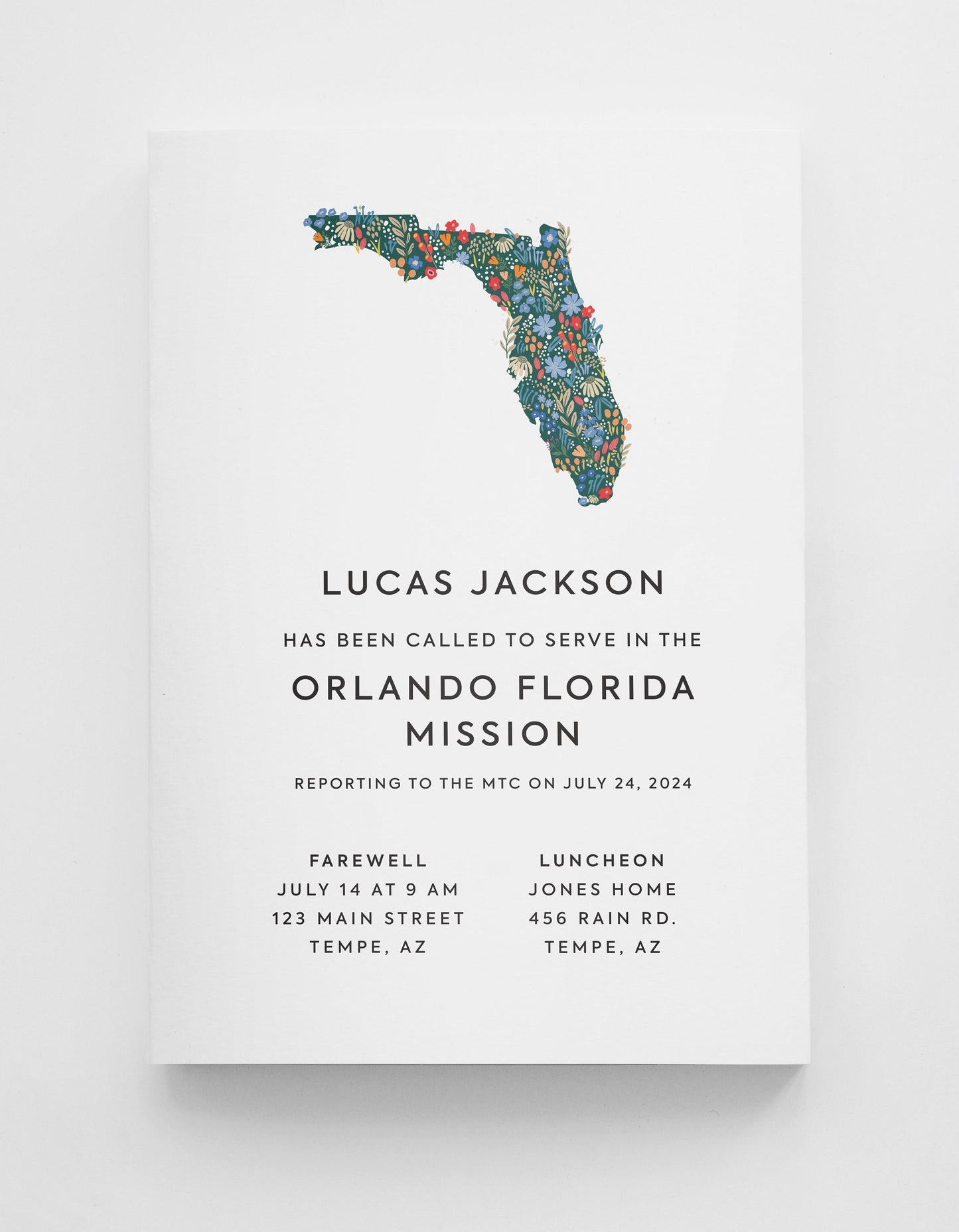 Floral Florida LDS Missionary Farewell Invitation (Canva Template)
