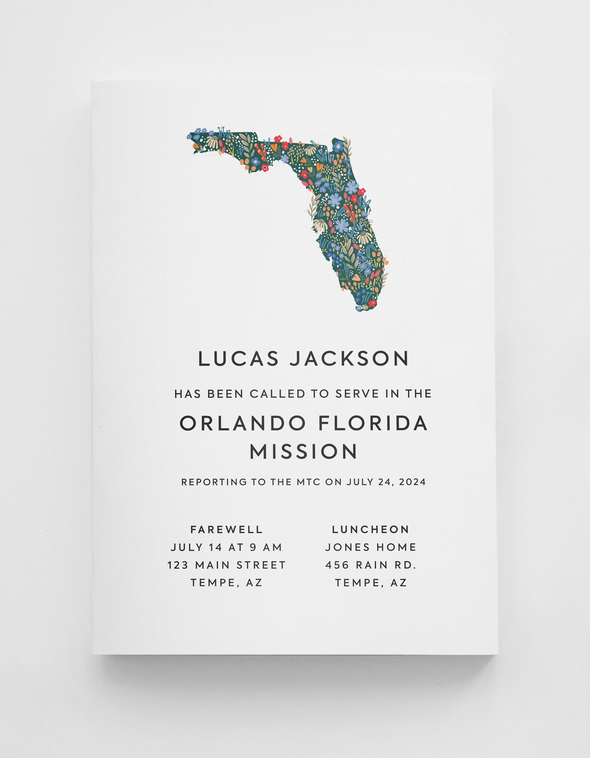 Floral Florida LDS Missionary Farewell Invitation (Canva Template)