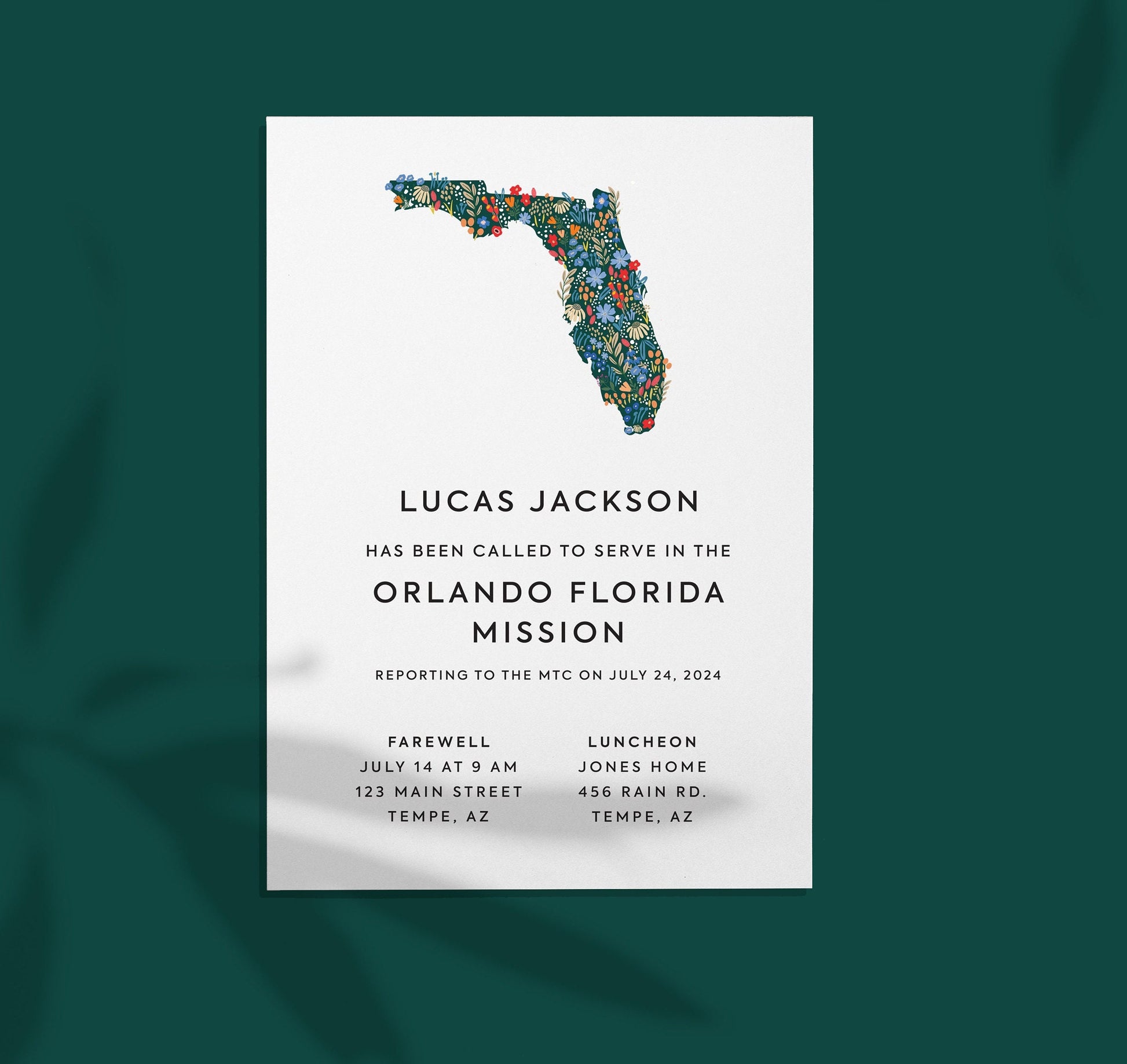 Floral Florida LDS Missionary Farewell Invitation (Canva Template)