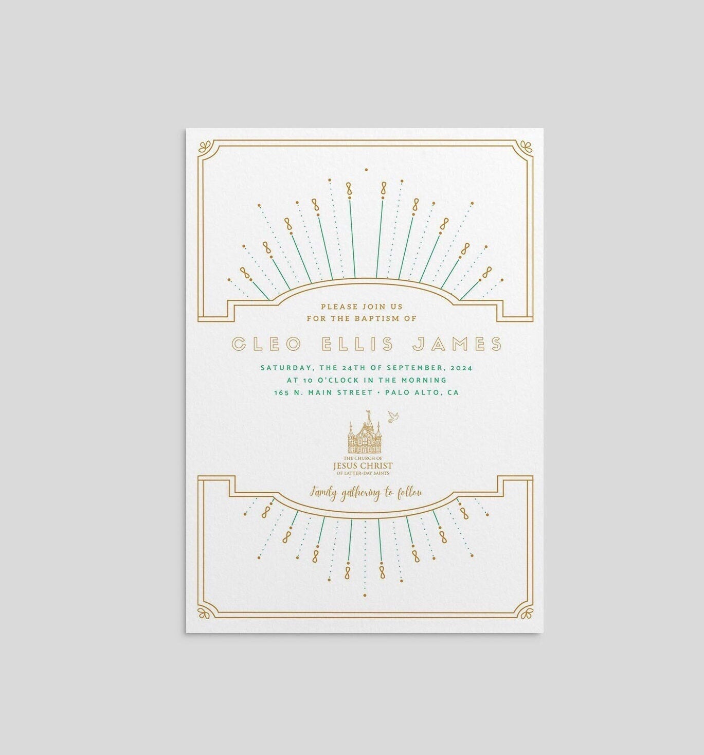Gold Baptism Announcement Template: Elegant Printable Invitation (Digital Download)