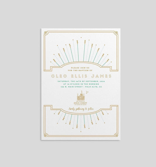 Gold Baptism Announcement Template: Elegant Printable Invitation (Digital Download)