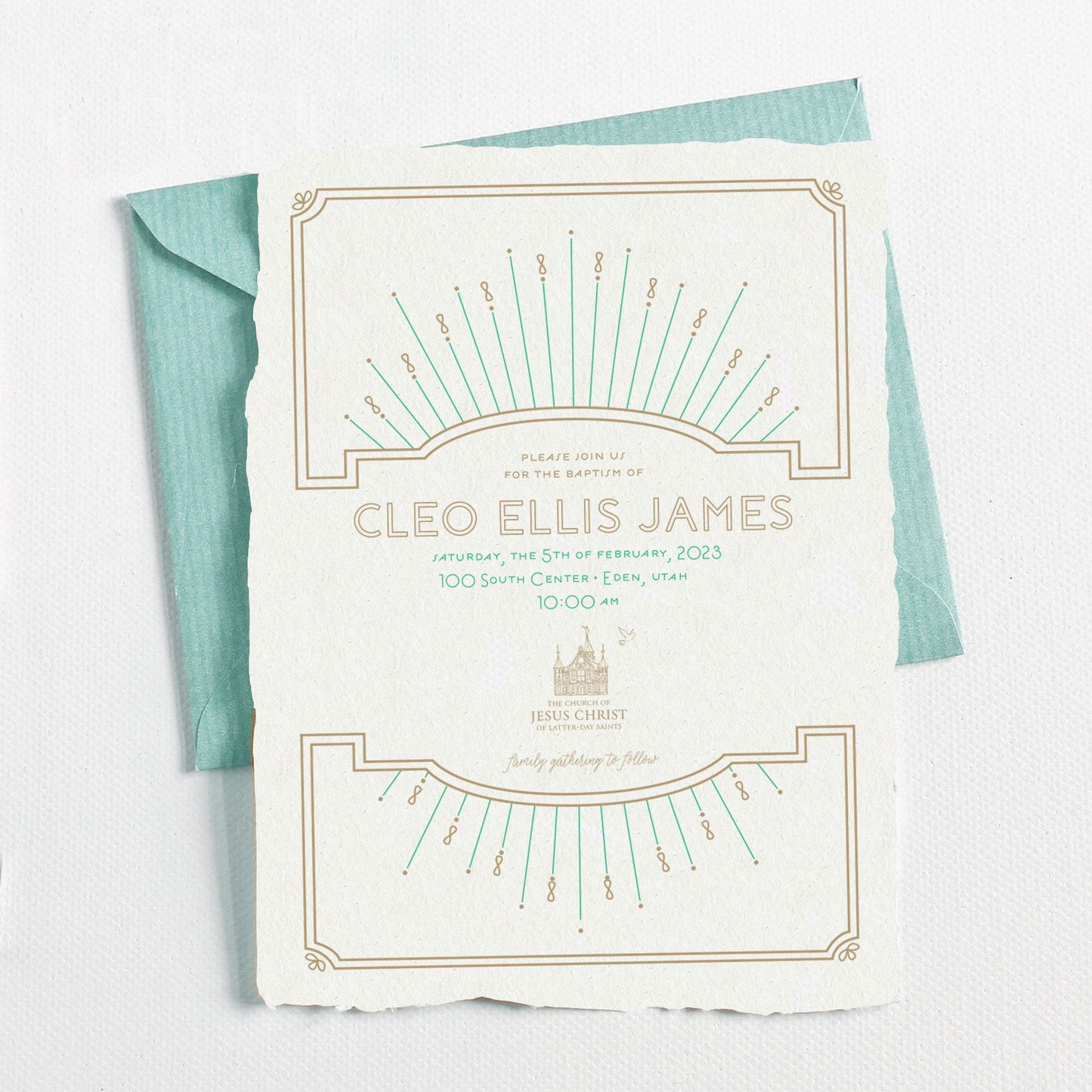 Gold Baptism Announcement Template: Elegant Printable Invitation (Digital Download)