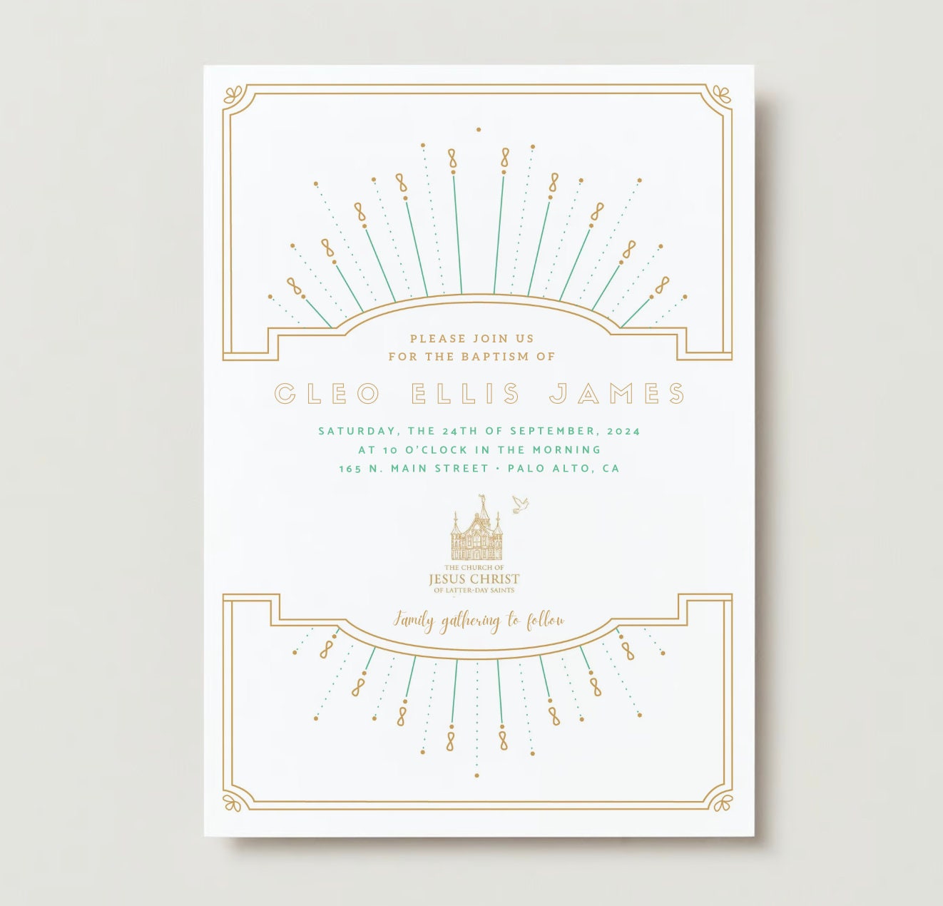 Gold Baptism Announcement Template: Elegant Printable Invitation (Digital Download)