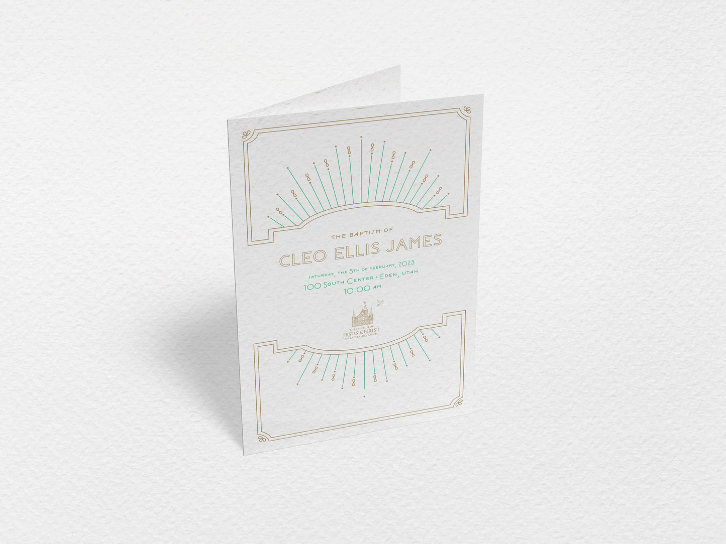 Gold & Teal Baptism Program Template: LDS Printable (Digital Download)