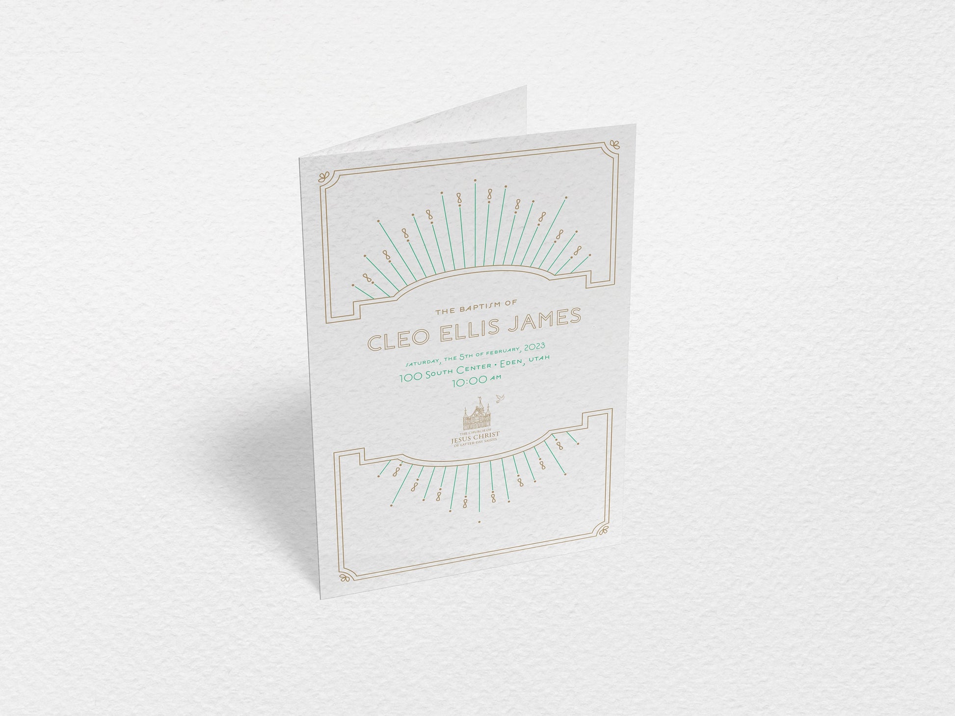 Gold & Teal Baptism Program Template: LDS Printable (Digital Download)