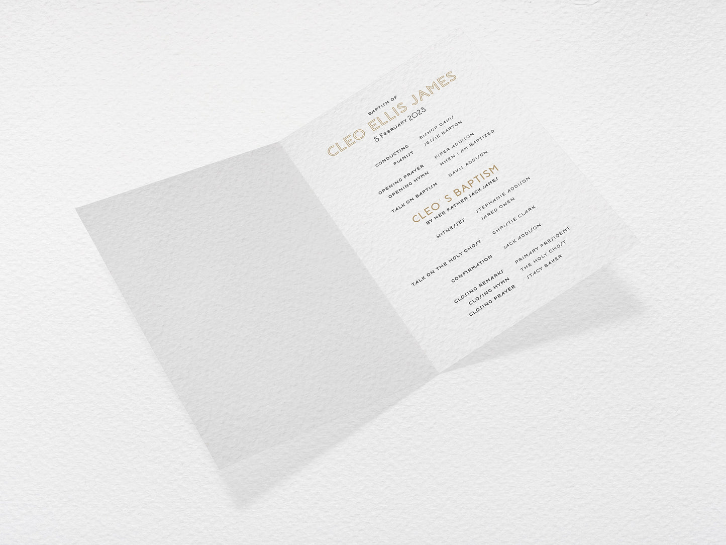 Gold & Teal Baptism Program Template: LDS Printable (Digital Download)