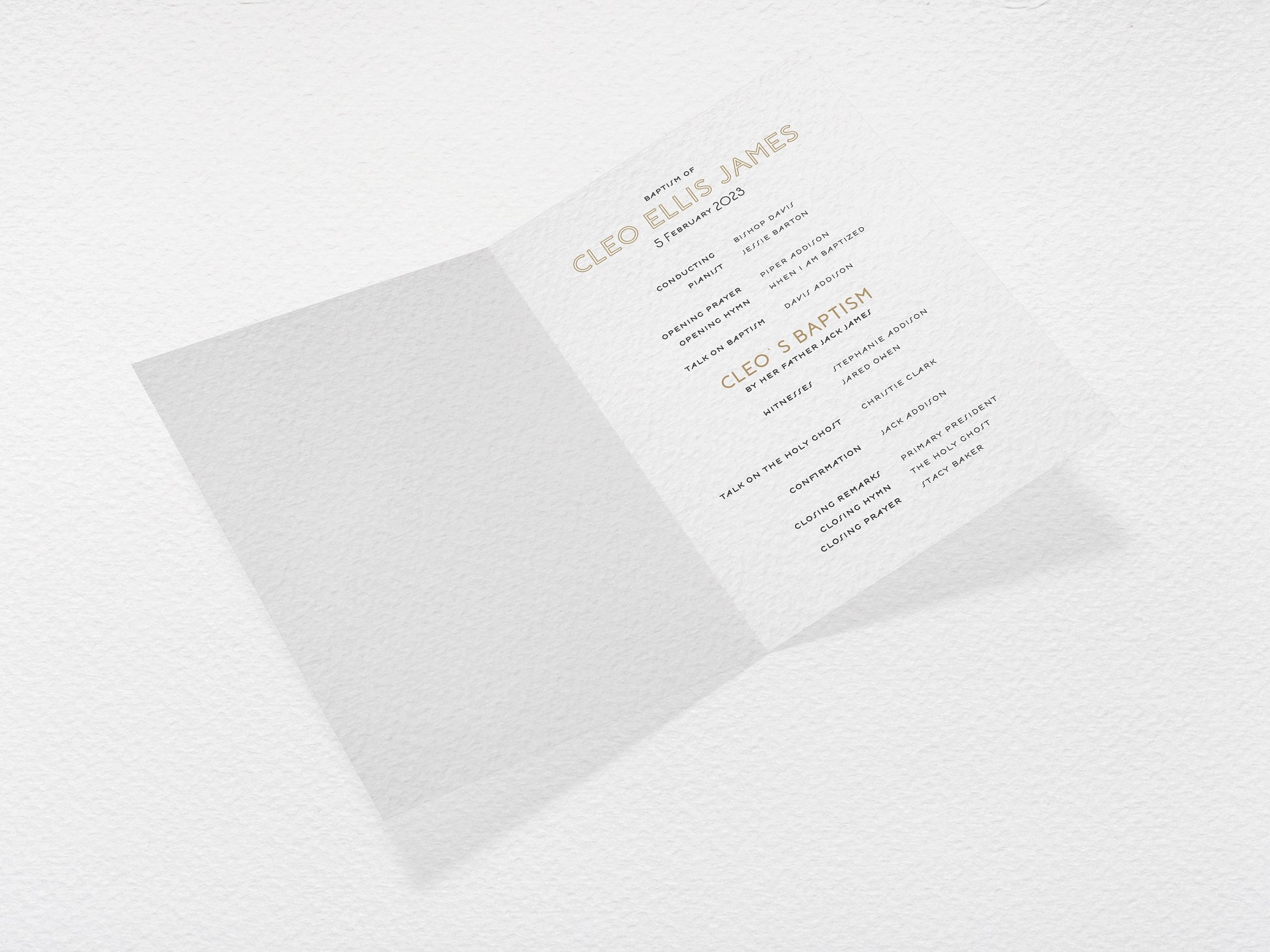 Gold & Teal Baptism Program Template: LDS Printable (Digital Download)