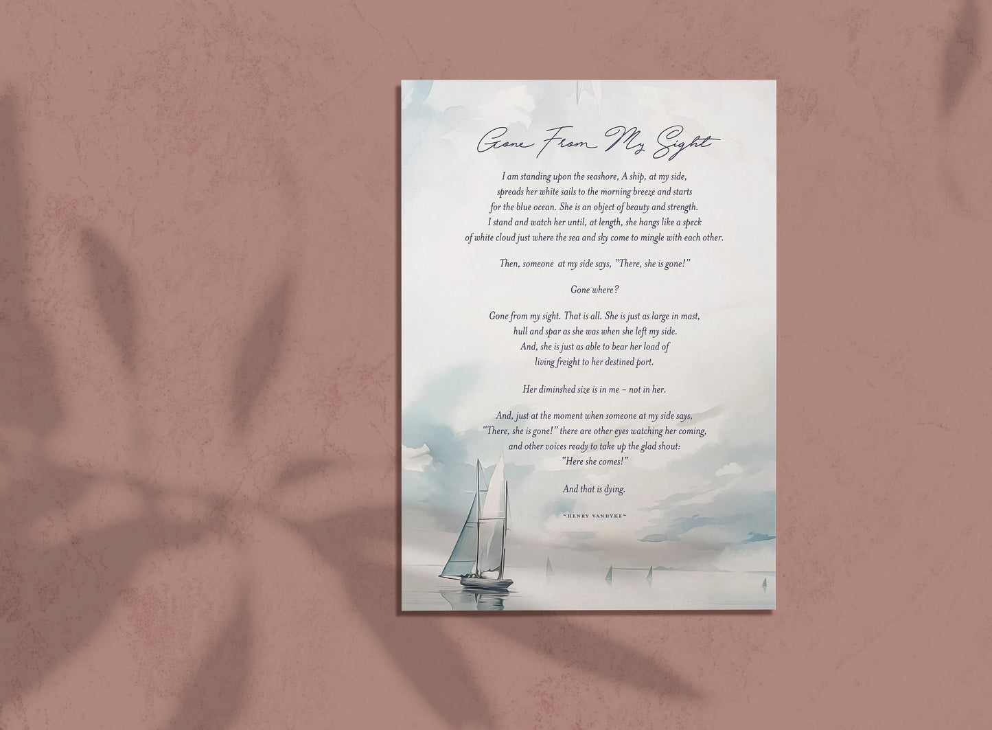 Gone From My Sight Poem Print: Sympathy Gift, Funeral Poem (Digital Download)