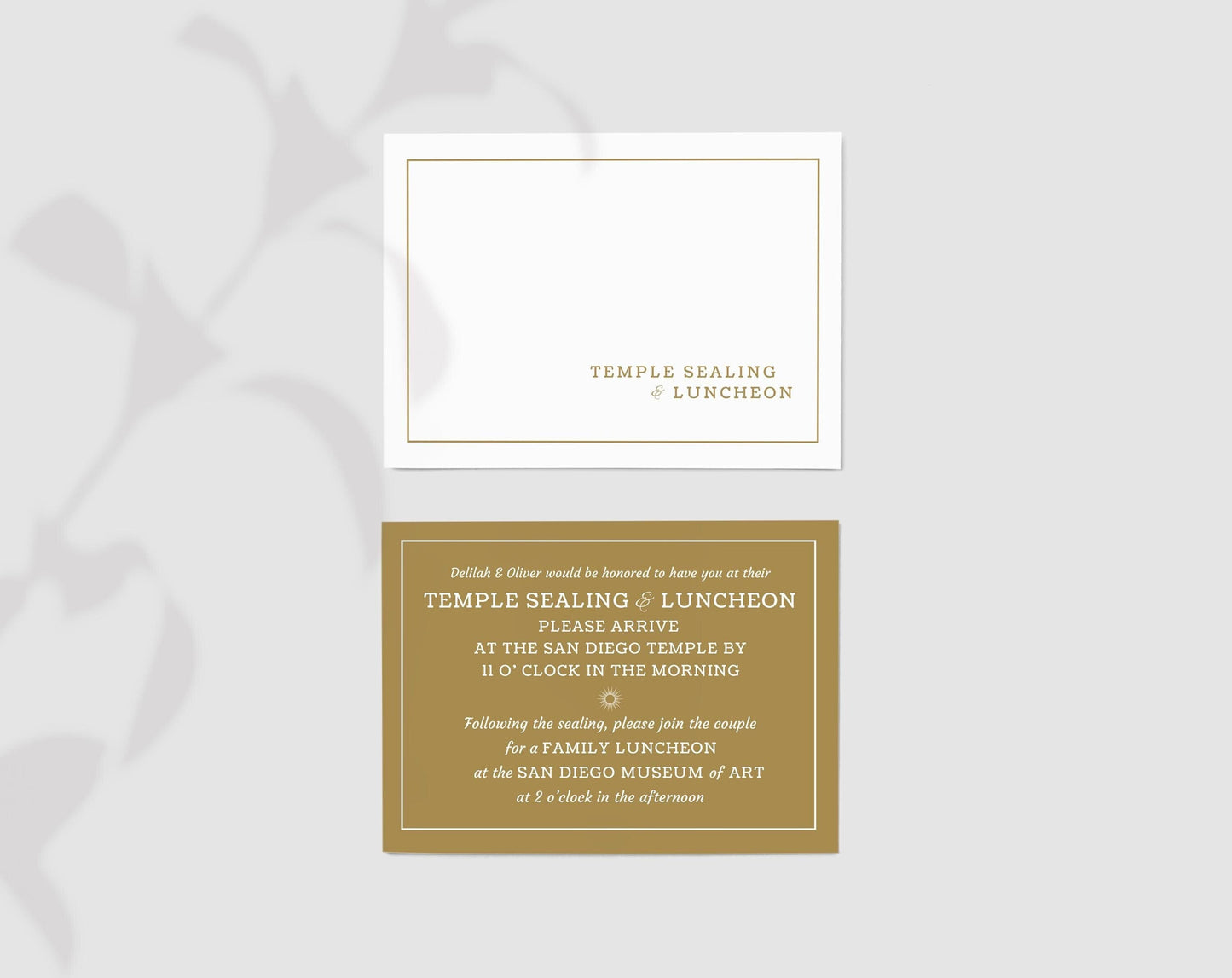 Temple Sealing Luncheon Invitation Template: Gold & White (Editable on Canva)