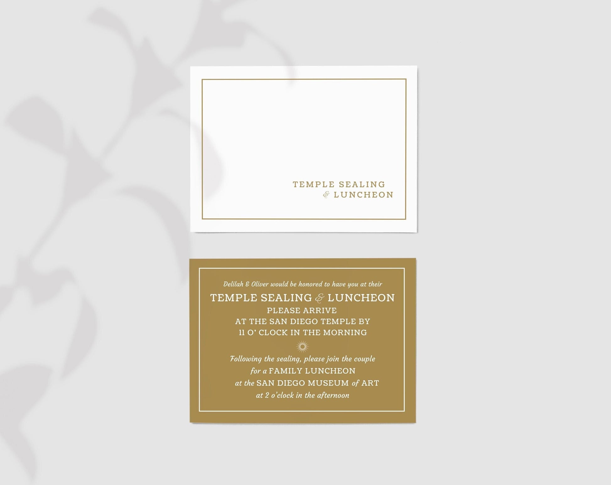 Temple Sealing Luncheon Invitation Template: Gold & White (Editable on Canva)