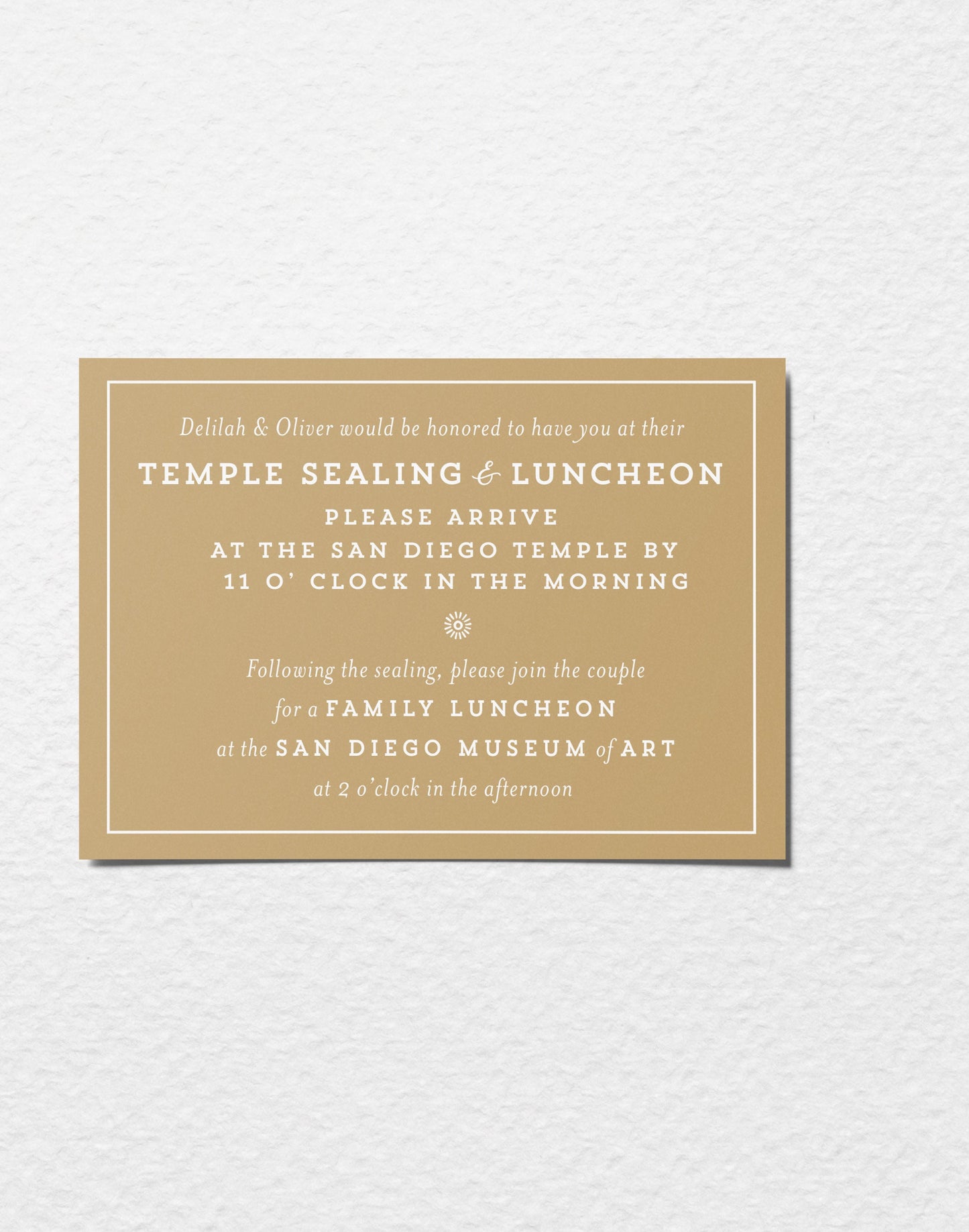 Temple Sealing Luncheon Invitation Template: Gold & White (Editable on Canva)