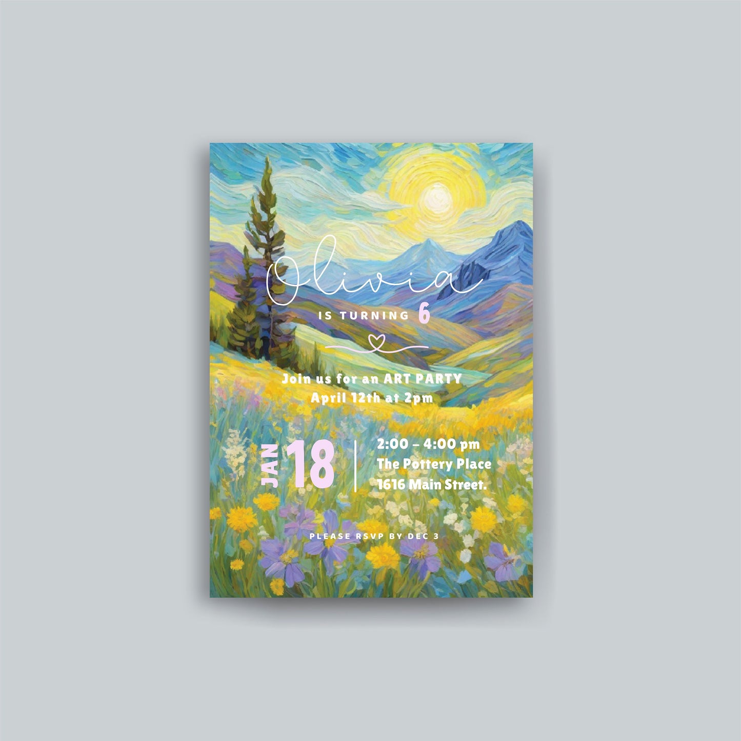 Van Gogh Art Party Invitation Template (Digital)
