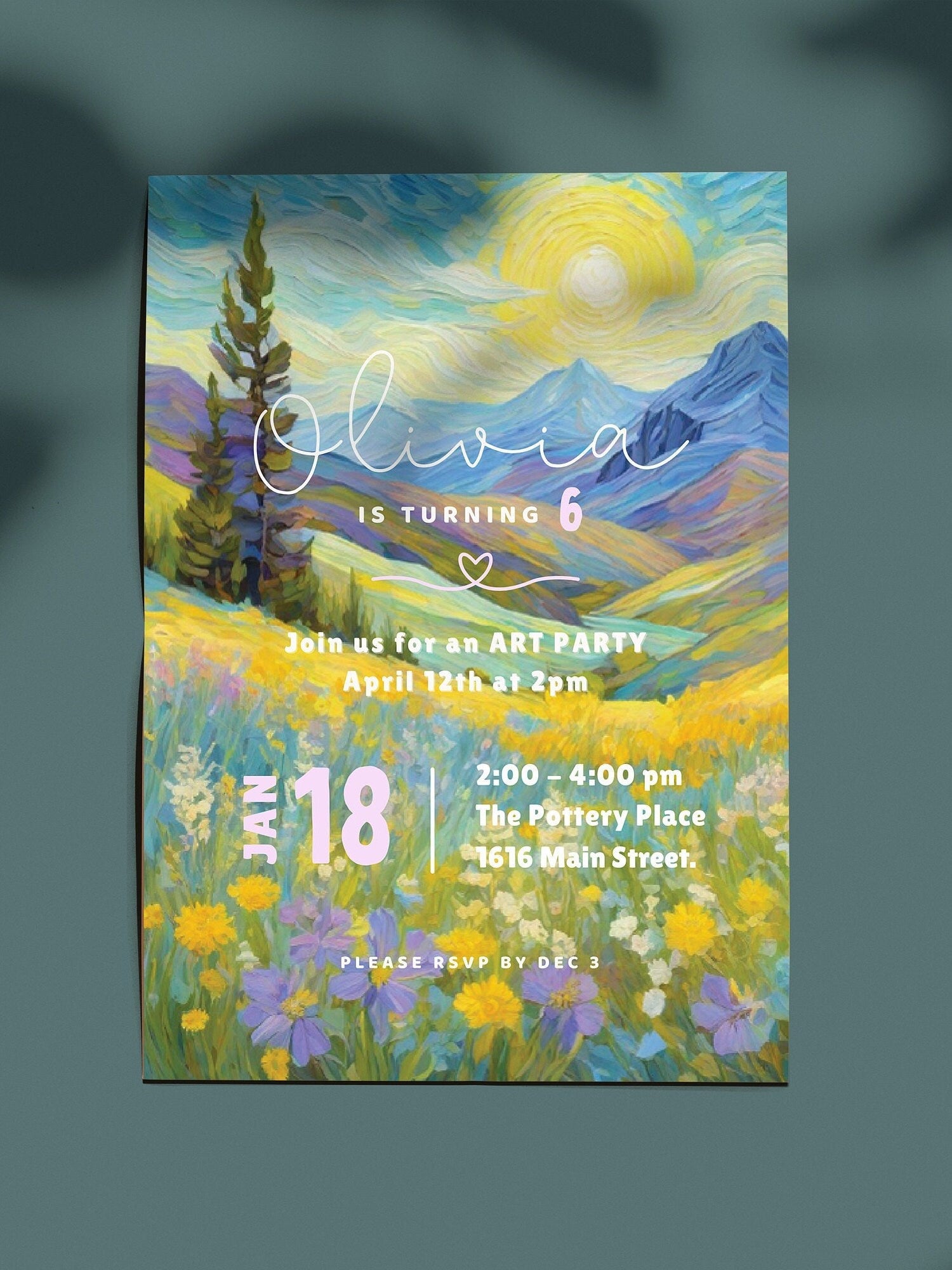 Van Gogh Art Party Invitation Template (Digital)