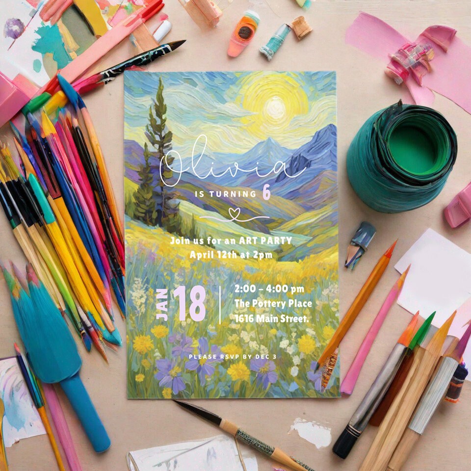 Van Gogh Art Party Invitation Template (Digital)