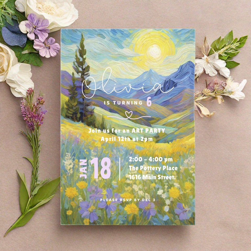 Van Gogh Art Party Invitation Template (Digital)
