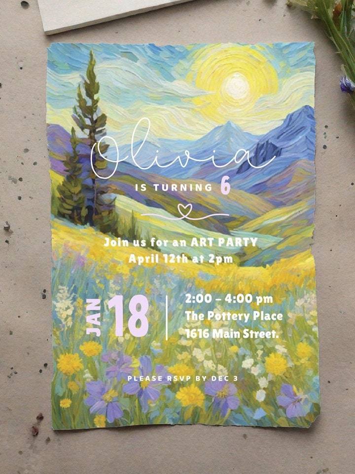 Van Gogh Art Party Invitation Template (Digital)