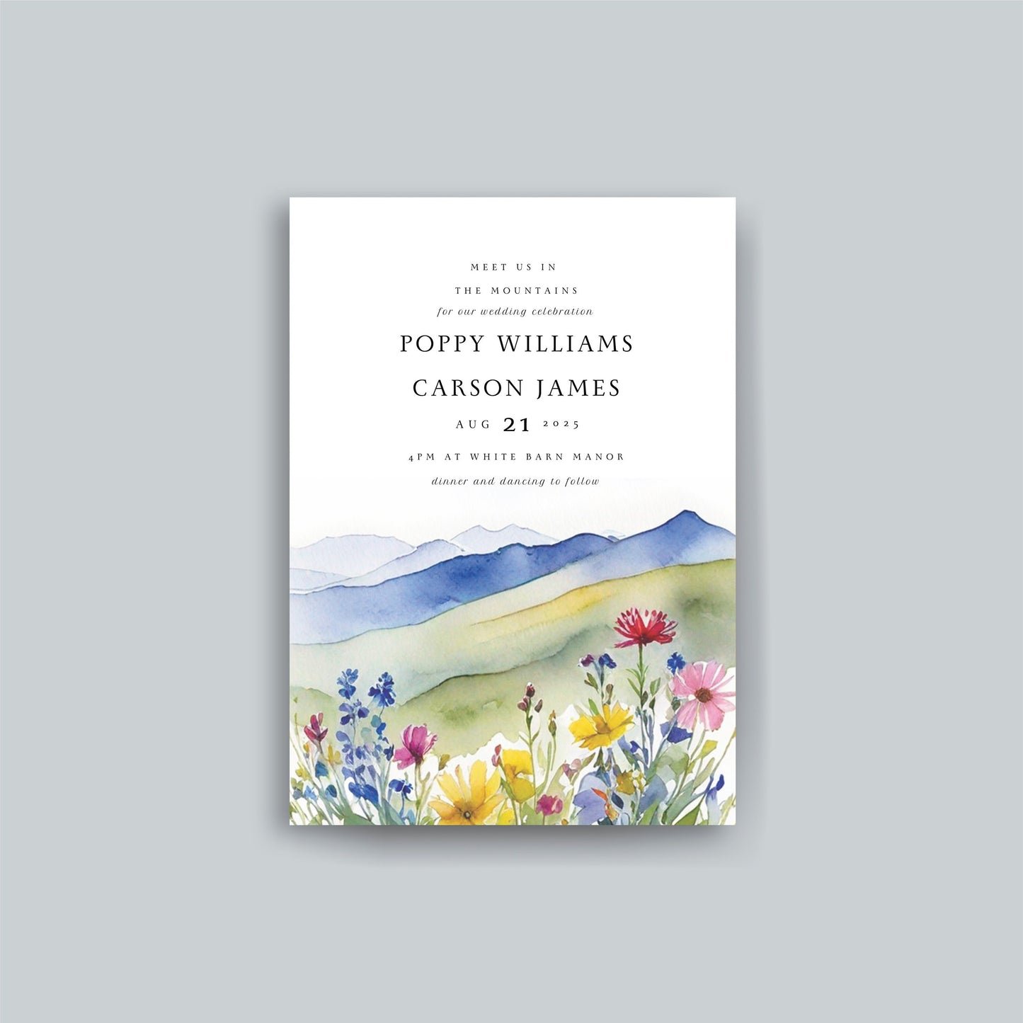 Wildflower Mountain Wedding Invitation Template (Digital Download)
