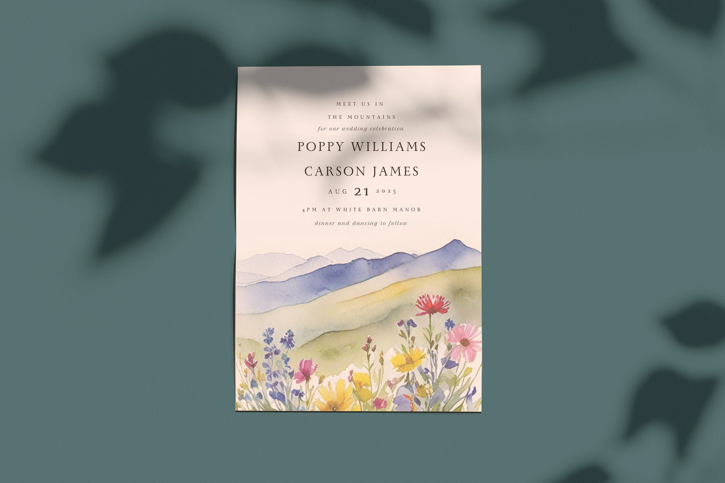 Wildflower Mountain Wedding Invitation Template (Digital Download)