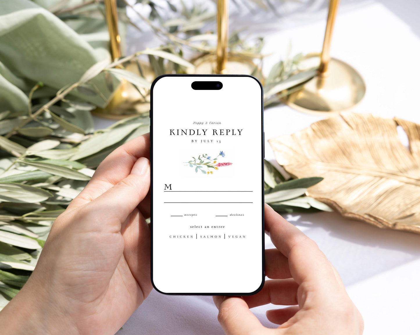 Wildflower Wedding RSVP Card Template: Mountain Floral (Canva Template)