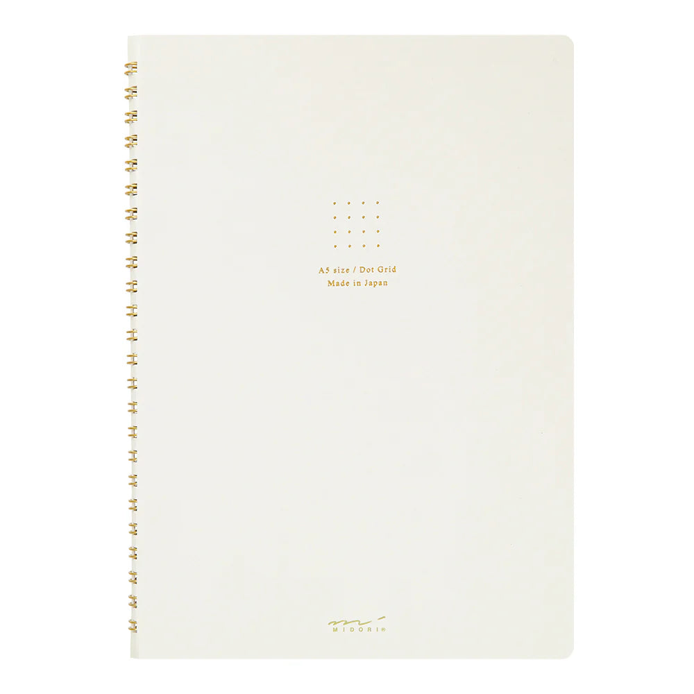 White Midori Ring Notebook A5 - Dot Grid